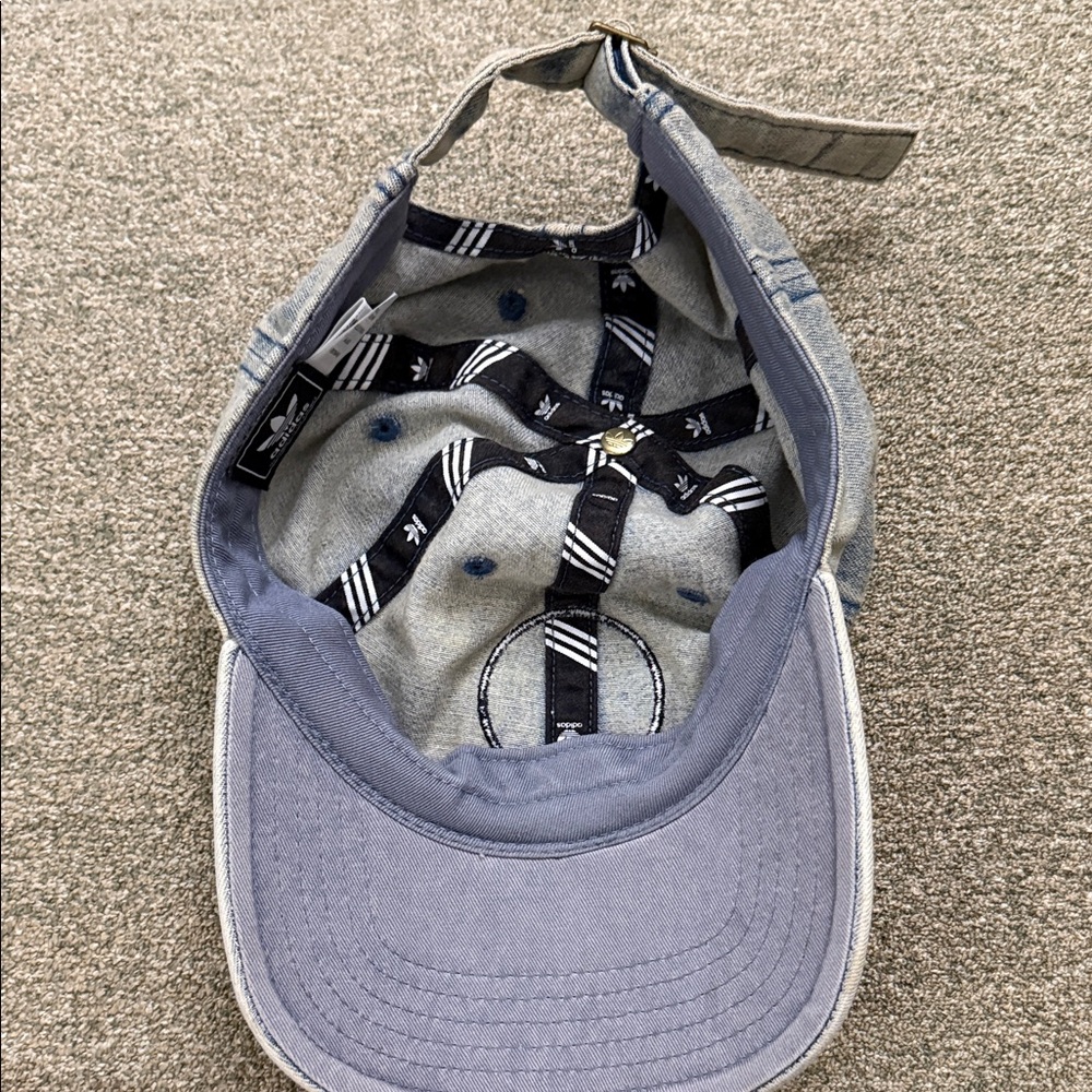 adidas Light Blue Denim Trefoil Patch Baseball Cap - Picture 10 of 11